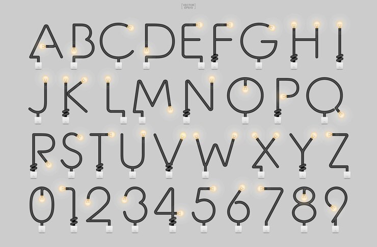 Premium Vector | Illuminated letters and numbers