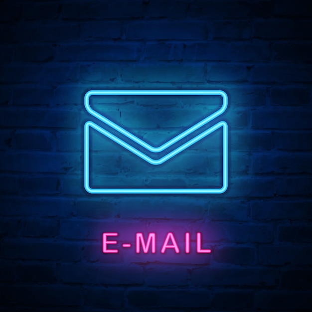 Vector illuminated neon light icon email envelope