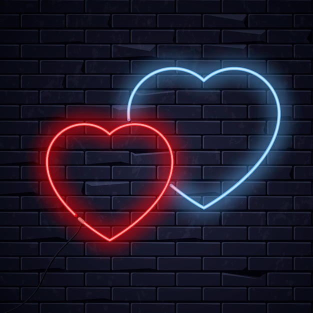 Cuore di amore al neon illuminato