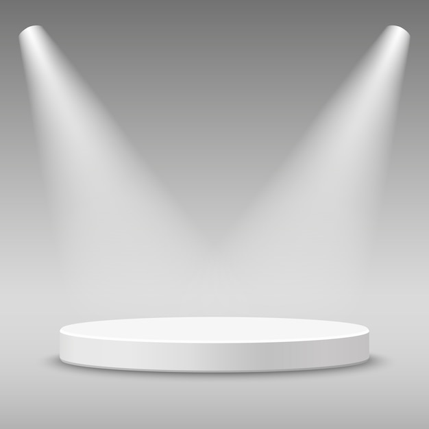 Illuminated round stage podium. 