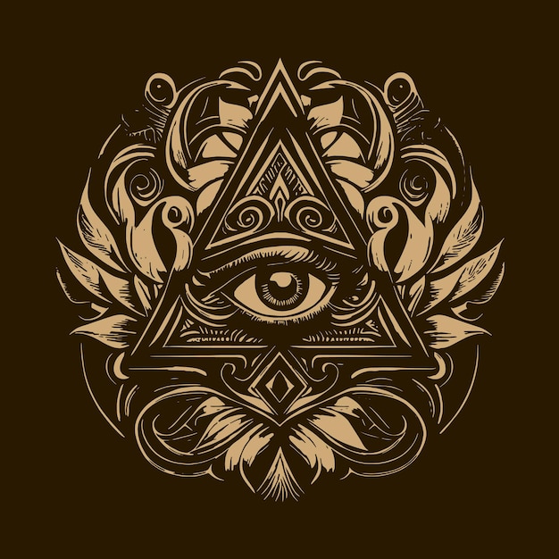 Vector illuminati oog met ornament tshirt ontwerp vector