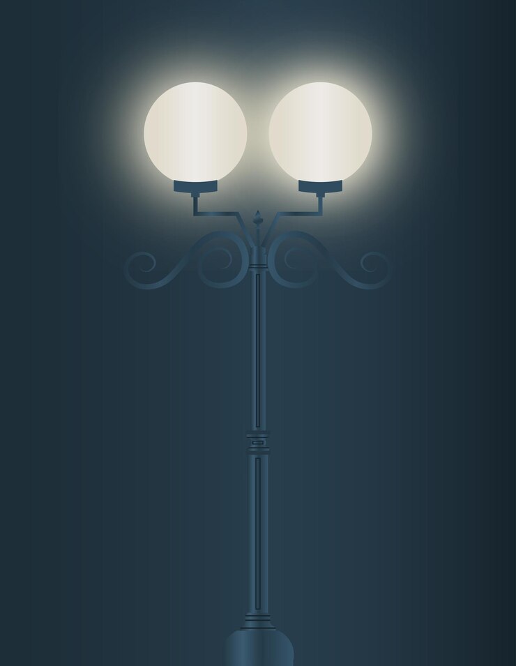 वेक्टर illuminating lamp post white glow in dark background