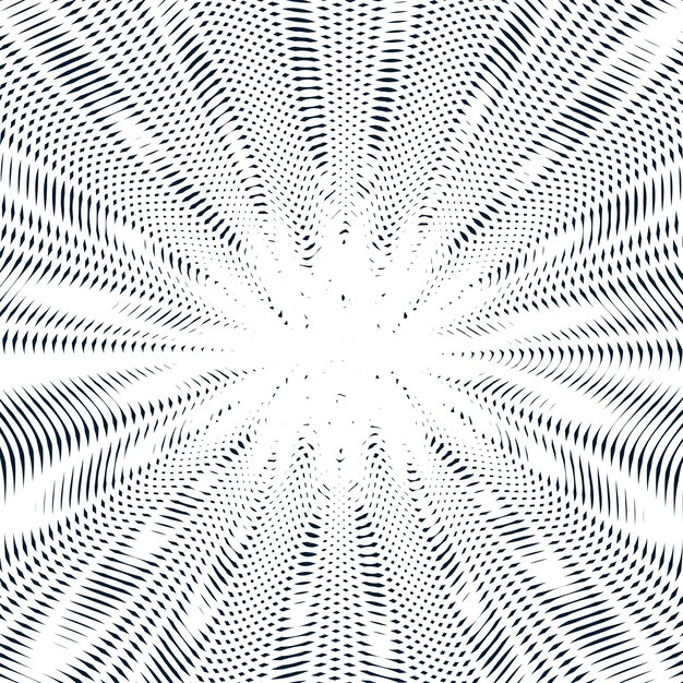 Illusive background with black chaotic lines, moire style. contrast geometric trance pattern, optical vector backdrop.