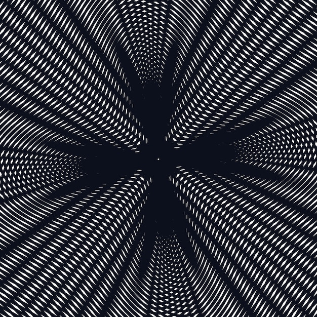 Illusive background with black chaotic lines, moire style. Contrast geometric trance pattern.