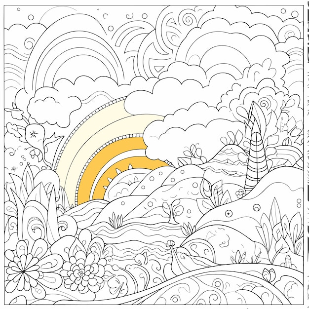 illustartion coloring book page doodle