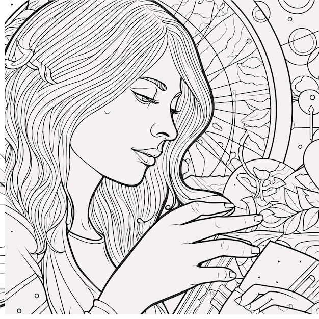 illustartion coloring book page family