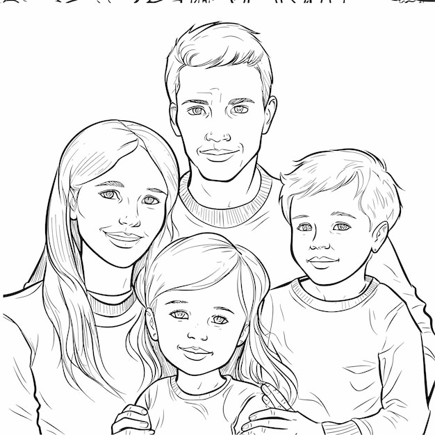 illustartion coloring book page family