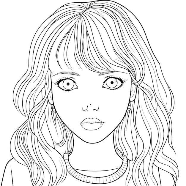 illustartion coloring book page women read book