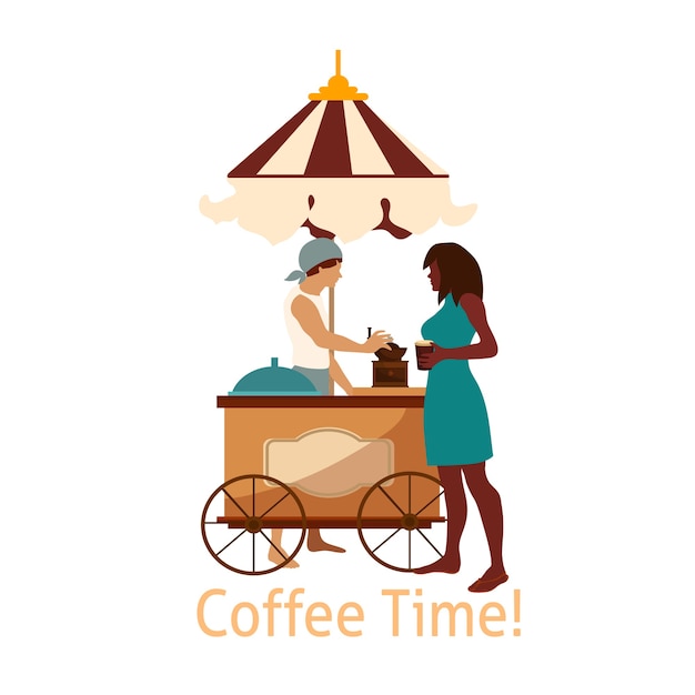 Vector illustation with coffee trailer