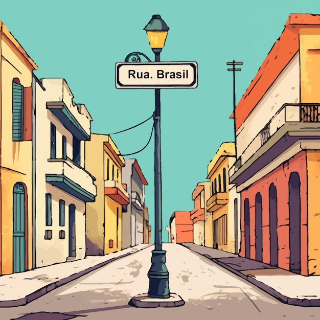 Vector illustraao de uma rua com algumas casas