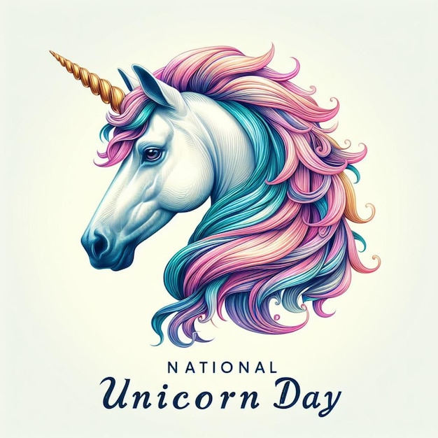 Illustrate Vector National Unicorn Day Post voor sociale media