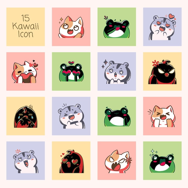 Illustrated 15 Pet Icons In One Template