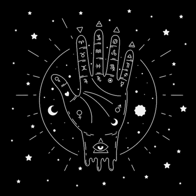 Vector illustrated abstract palmistry concept