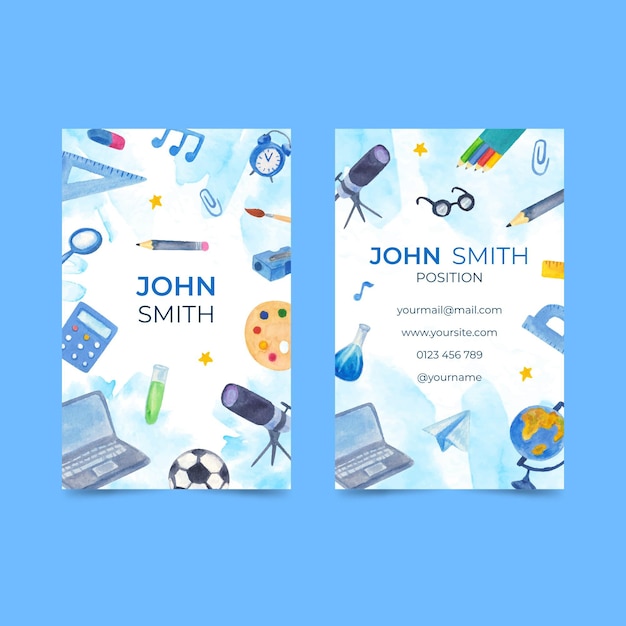 illustrated back to school business card