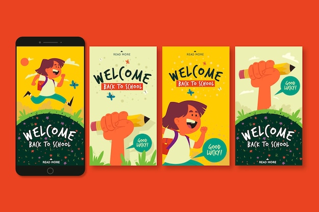 illustrated back to school instagram stories template