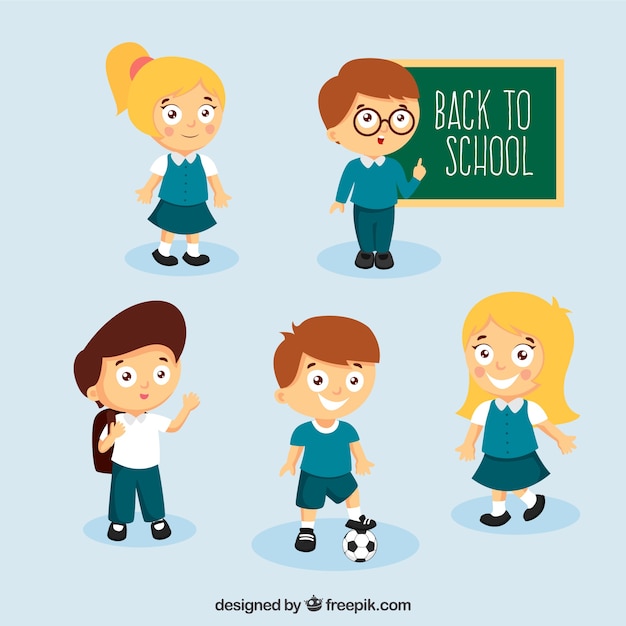 Vector illustrated back to school kids