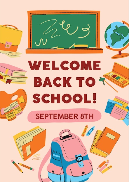 Illustrated Back to School Poster Template