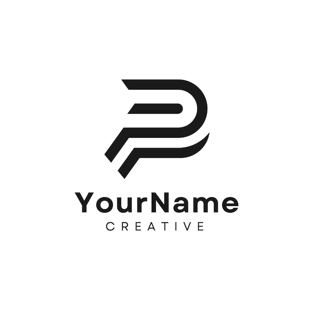 Illustrated Black Elegant Letter P Logo Template