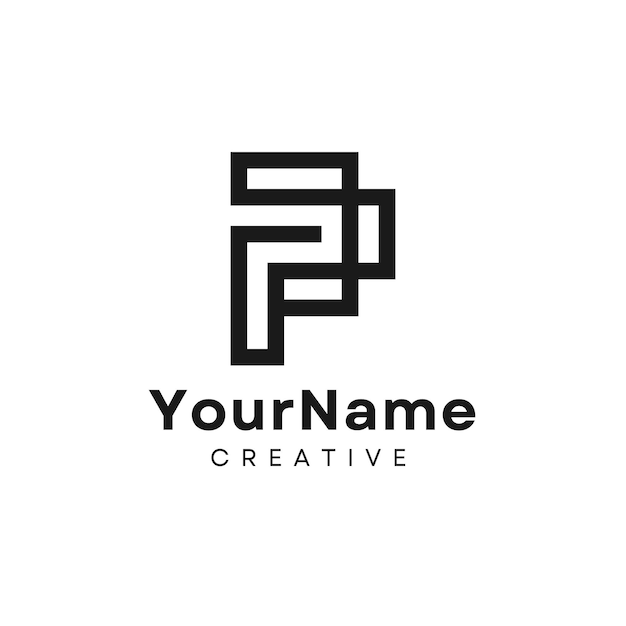 Illustrated Black Elegant Modern Letter P Logo Template