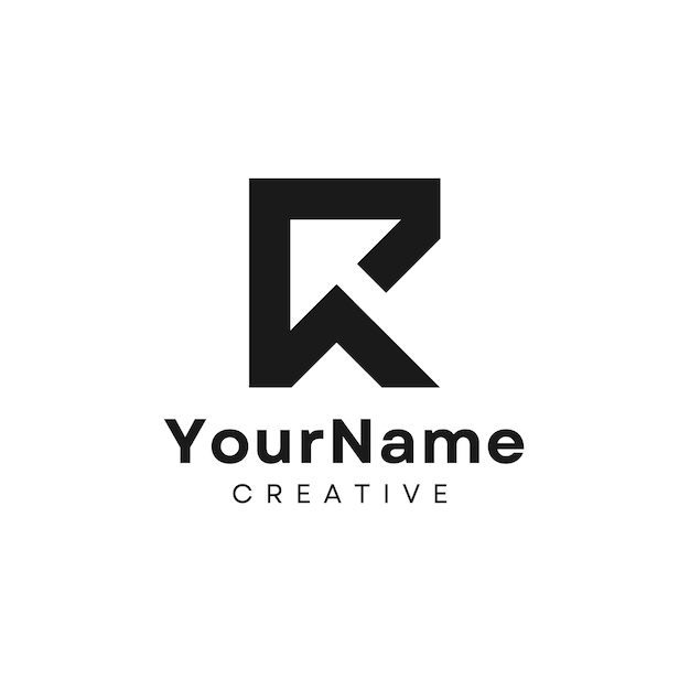 Illustrated Black Modern Letter R Logo Template