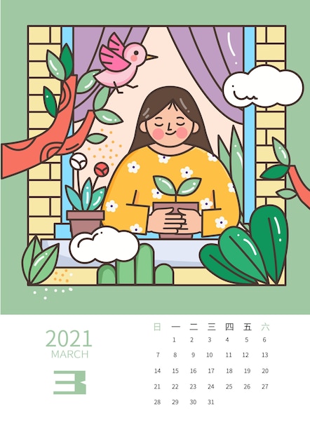 Modello di calendario illustrato