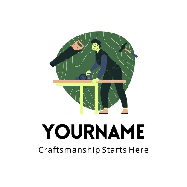illustrated carpentry business company logo template