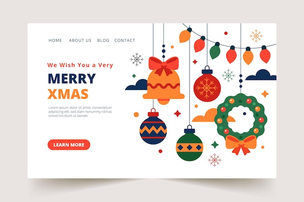 Vector illustrated christmas landing page template