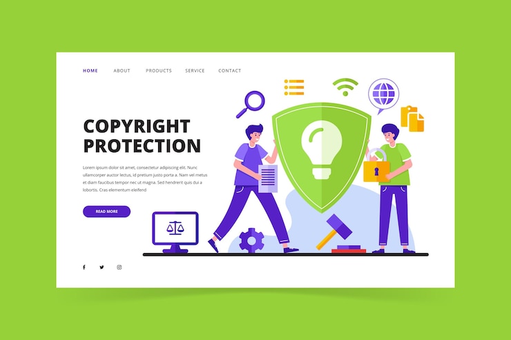 Vector illustrated copyright landing page