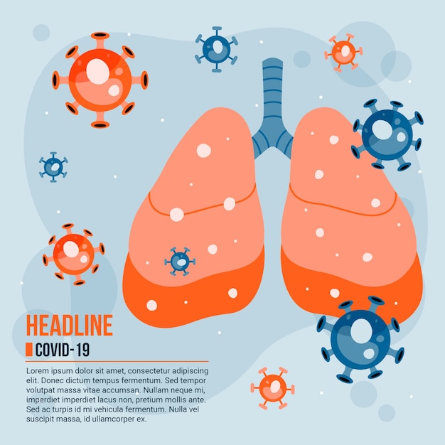Illustrated coronavirus concept with infected lungs