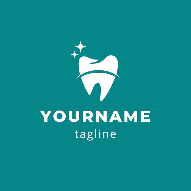 Иллюстрированный дизайн логотипа стоматолога белого цвета