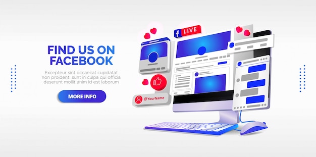 Illustrated design of facebook live in your account.