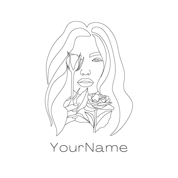 Vector illustrated elegant beauty woman logo template