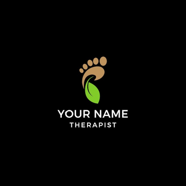 Illustrated Foot Leaf Logo Template