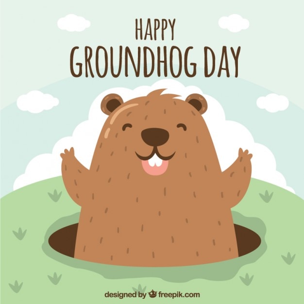 Vector illustrated happy groundhog