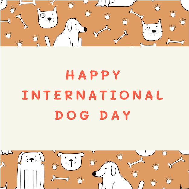 ベクトル イラスト付き国際犬の日のインスタグラム投稿