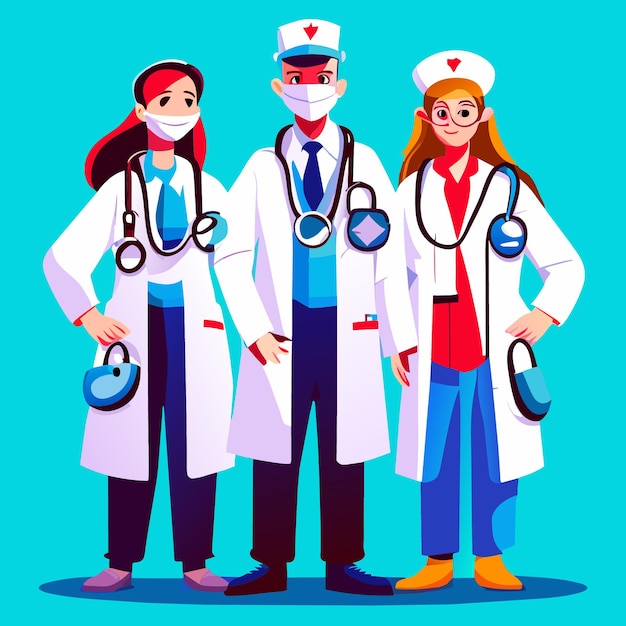 Illustrated medical team art