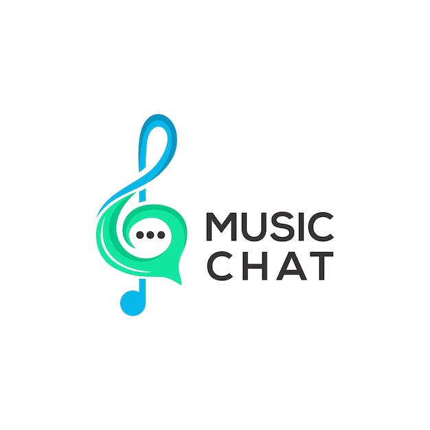 Иллюстрированные музыкальные логотипы, музыкальный чат с пузырьками чата для сообщества событий логотипа приложения