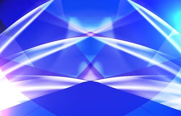 Illustrated neon lighting futuristic abstract creative wavy style blue color modern wallpaper background design