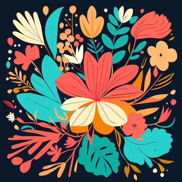 Illustrated Organic Shapes and Flowers