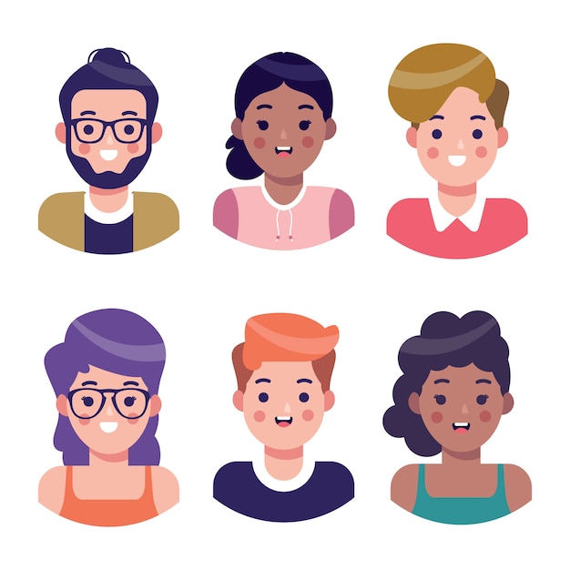 Vector illustrated people avatars set