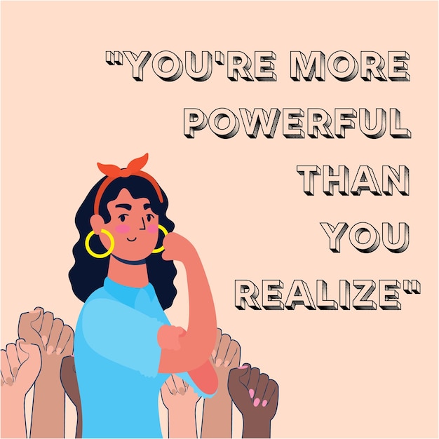 Vector illustrated pink strong woman daily reminder motivation instagram post