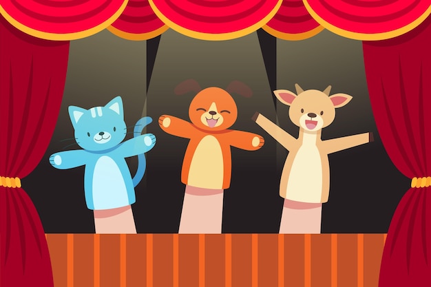 Illustrated puppet show for children background