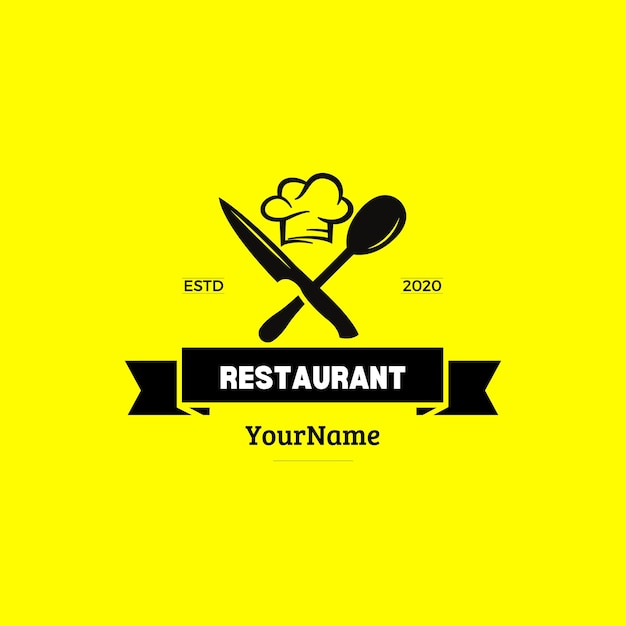 Illustrated Simple Restaurant Logo Template