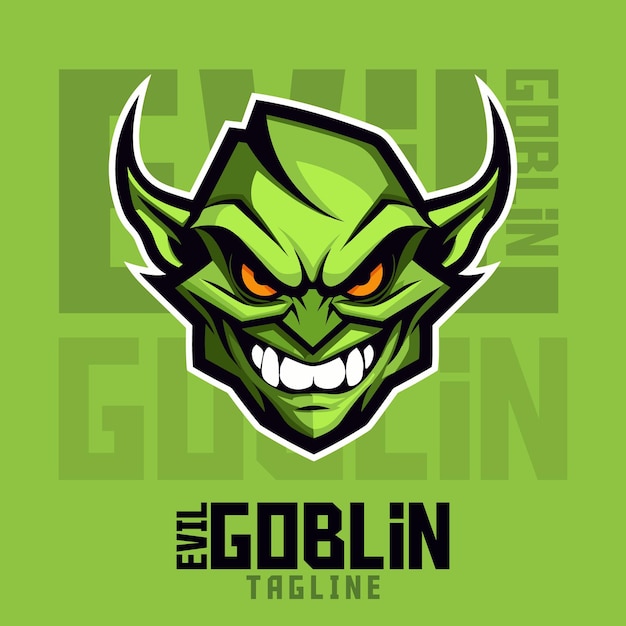 Vector illustrated sinister green goblin logo mascot illustration vector graphic for athletics and ega