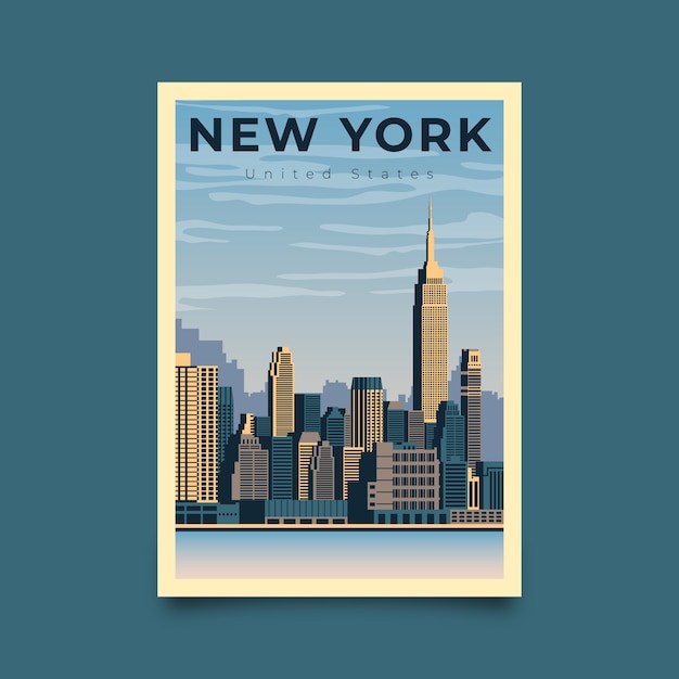 Manifesto di viaggio illustrato new york