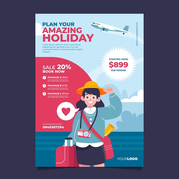 Illustrated travelling sales poster template