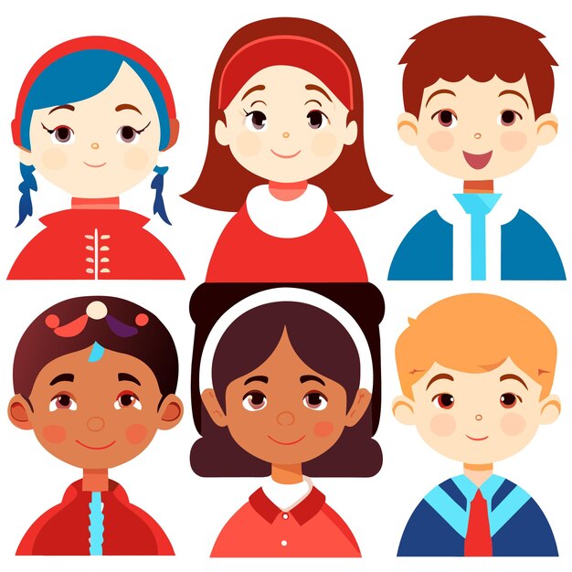 Illustrated Vector Set Multiculturalism within Children's Identities