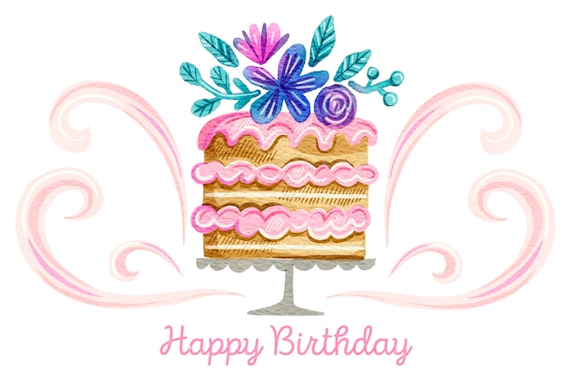 Vector illustrated watercolor birthday wallpaper