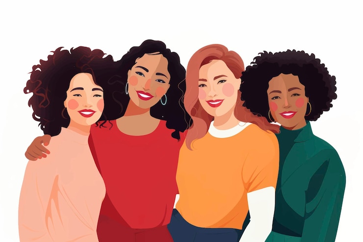 Vector illustrated woman happy women