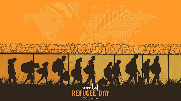 illustrated world refugee day poster template